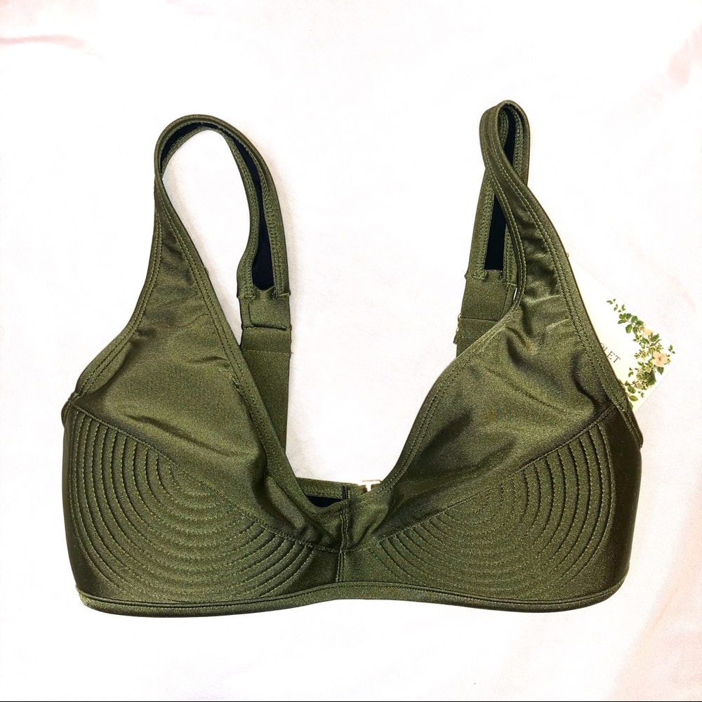 ‼️SOLD‼️ Chelsea & Violet Olive Quilted Bralette Bikini Top